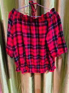 Red Off-Shoulder Top with two customise styl