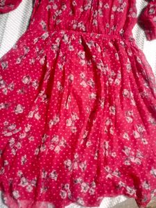Red Floral Print Dress