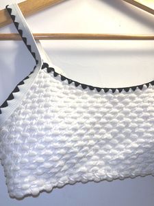 Textured White Bikini Top