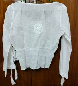 White Chikankari Embroidered Blouse / Coquette Top