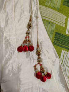 Elegant Embroidered Cream &amp; Red Lehenga Choli