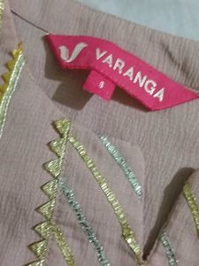 Elegant pastel Pink Kurta with Embellished Necklin