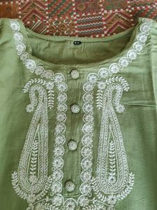 Embroidered Green Kurta