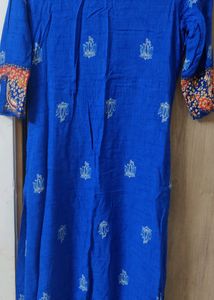 Blue A-Line Kurta _Looks Royal