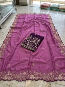 FESTIVAL 🧧SELL LAVENDER Embroidered Saree