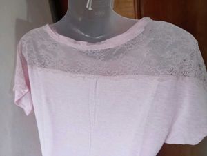 Light Pink Lace Sleeve Top