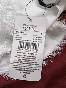 M size White Faux Fur Bandeau Top