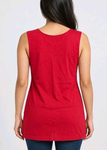 Red Sleeveless T-Shirt "Crazy Friends Forever"