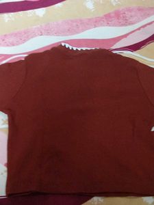 Women's Burgundy Crocheted Neck Top
