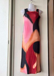 Abstract Print Sleeveless Midi Dress (Small)