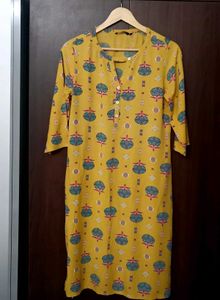 Yellow Printed Kurta