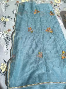 beautiful grey net saree