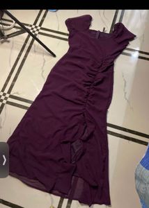 Elegant Purple Ruched Maxi Dress