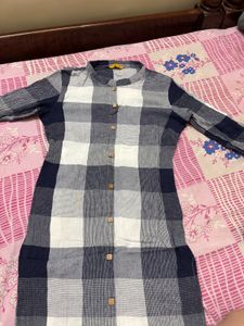 Blue and White Checkered Kurta