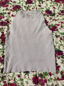 Ribbed Mock Neck Sleeveless Top