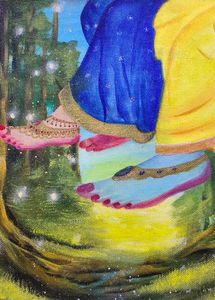 Radha Krishna Paaw Painting