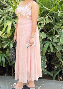 Elegant Pink Lace Party Dress