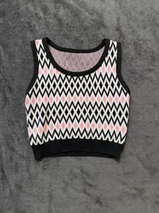 Geometric Pattern Knit Tank Top