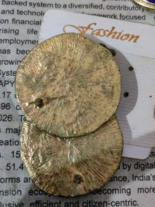 Gold Hammered Round Earrings with Gems