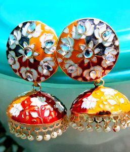 2 minakari Handcrafted Enamel Jhumka Earrings