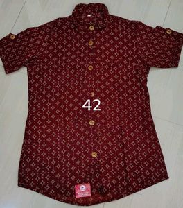 New Maroon Printed women's cotton Shirt