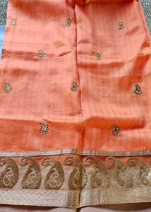 Peach Embroidered Saree