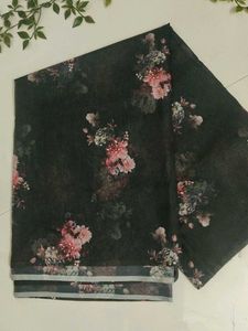 Elegant Black Floral Saree🖤🌸😚💕🤍