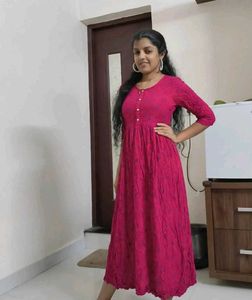 Vibrant Pink Printed Kurta