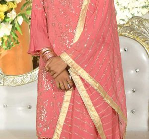 Elegant Pink Sequined sharara Set