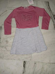 Girls Pink & White Plaid Dress