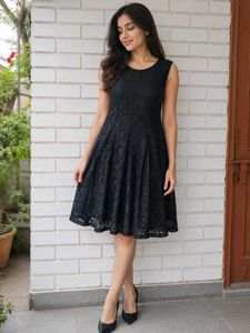 Elegant Black Lace Fit & Flare Dress