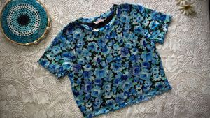 Blue Floral Crop Top