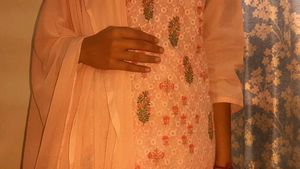 Elegant Peach Printed Kurta Set