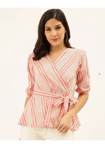 Chic Striped Wrap Top