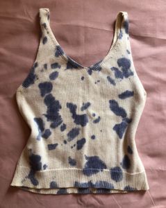 Westside White &amp; Blue Tie-Dye Tank Top