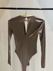 Ribbed V-Neck Long Sleeve Bodysuit