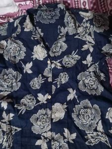 Navy Blue Floral Print kurta plazo set