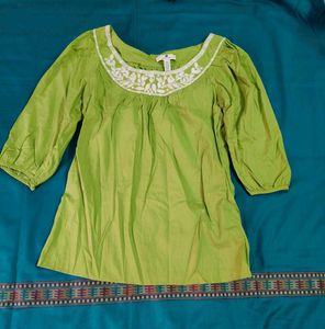 New Green Colour Cotton Short Kurti