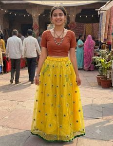 Sunny Yellow Embroidered Maxi Skirt