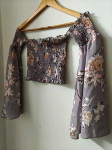 Chic Floral Off-Shoulder Bell Sleeve Top