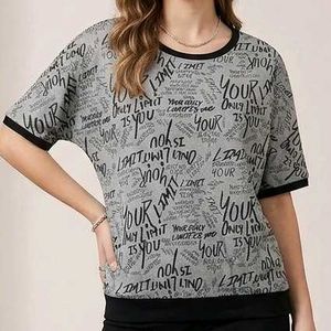 Max fashion Grey Graphic Print T-Shirt Top