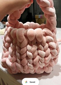 Pink Knitted Handmade Handbag