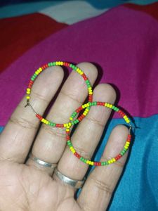 Colorful Beaded Hoop Earrings