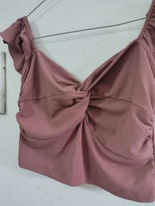 Stylish Knotted Ribbed Crop Top