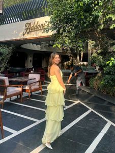 Yellow Tiered Strapless Maxi Dress