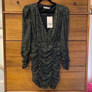 Sales 🔥 Zara Sparkly Ruched Mini Dress