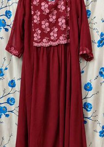 Maroon Embroidered Ethnic kurta