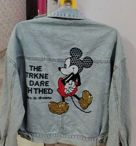 Denim Jacket with Mickey Mouse Detail