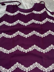Elegant Purple Kurta Set with White Embroidery