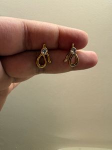 Chic Gold Plated Drop Earrings with Crystal Accent
